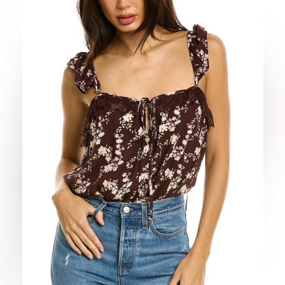 NWT FREE PEOPLE Take It Away Bodysuit - Brown combo